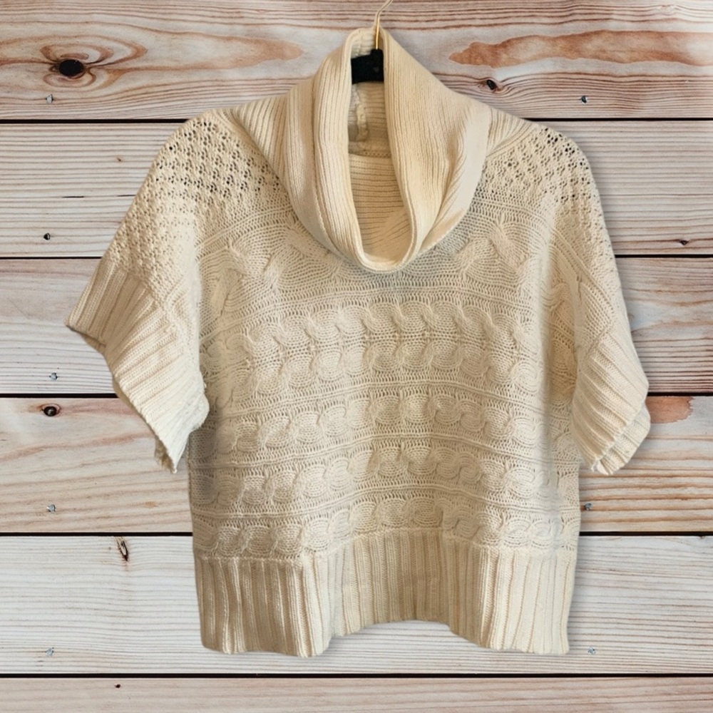 Short sleeve cowl neck cream sweater by sonoma size XL